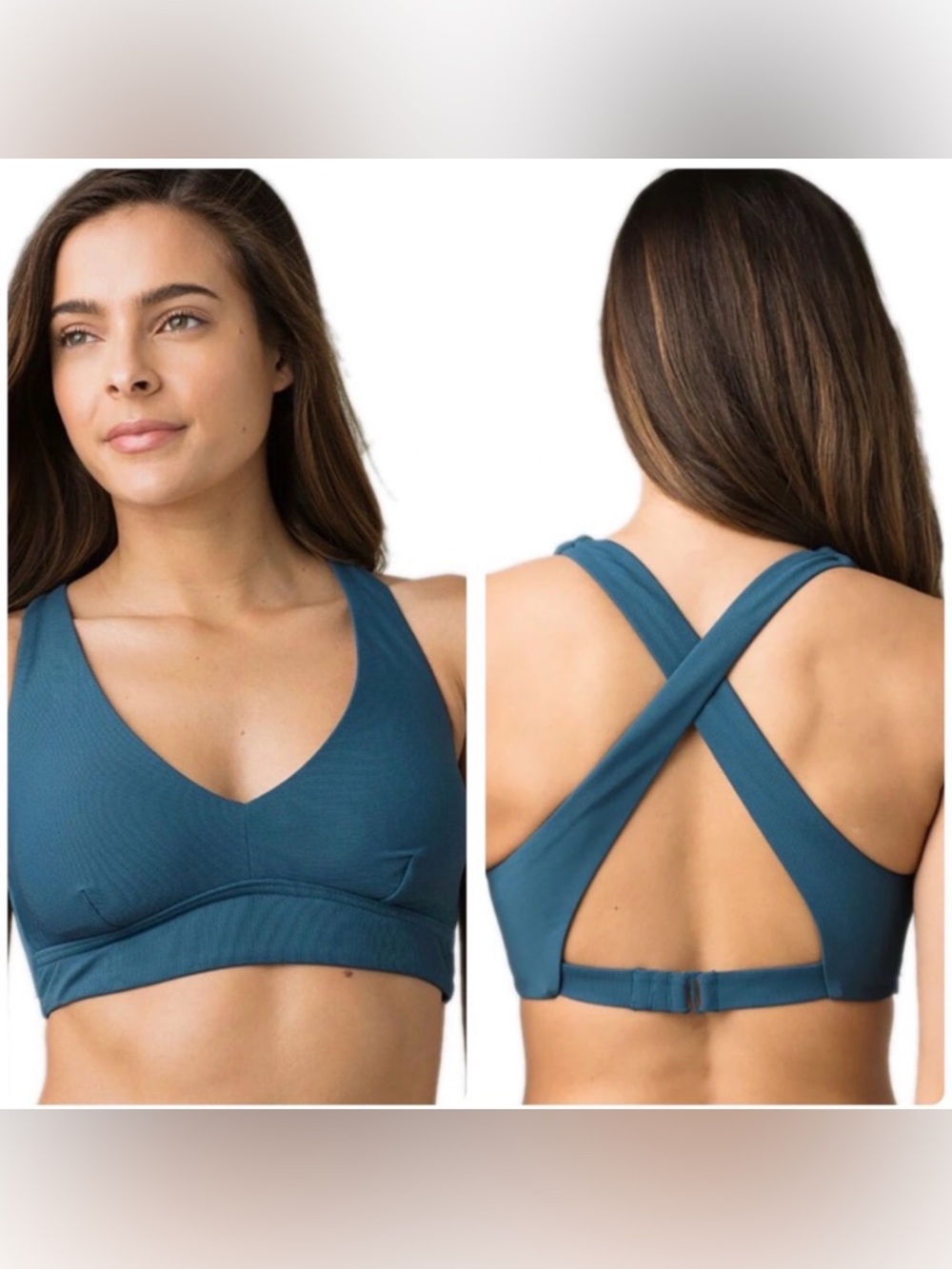 prAna Ella Ribbed Bikini Set Atlantic Blue Top + Bottoms Small